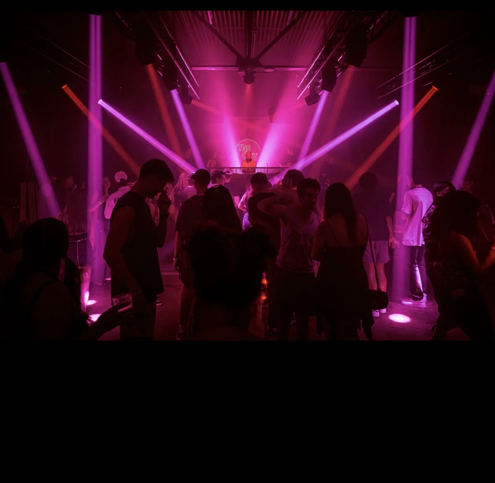 The floor at The Cut under magenta beams